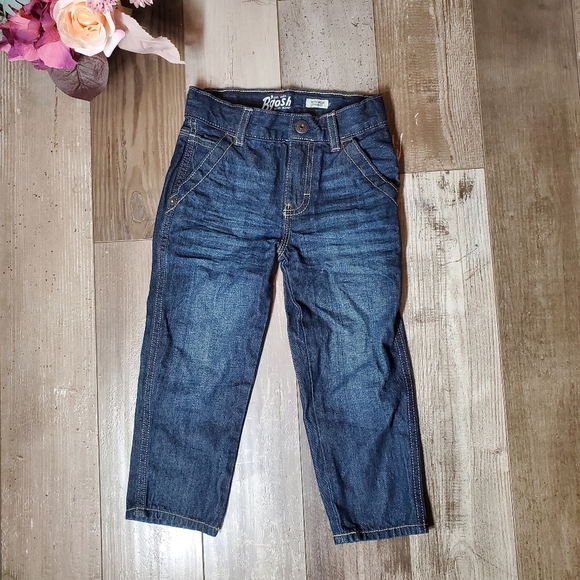 B'gosh Blue Jeans Workwear Straight Dark Wash Blue Size 3T 100% Cotton NWOT - Picture 1 of 12